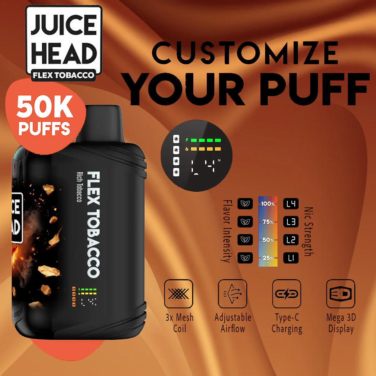 Juice Head Flex Tobacco Disposable Vape - Image 2